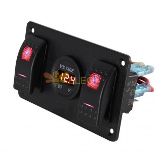 2位按鍵開關面板帶LED數顯電源控制適用於車船遊艇 紅光指示