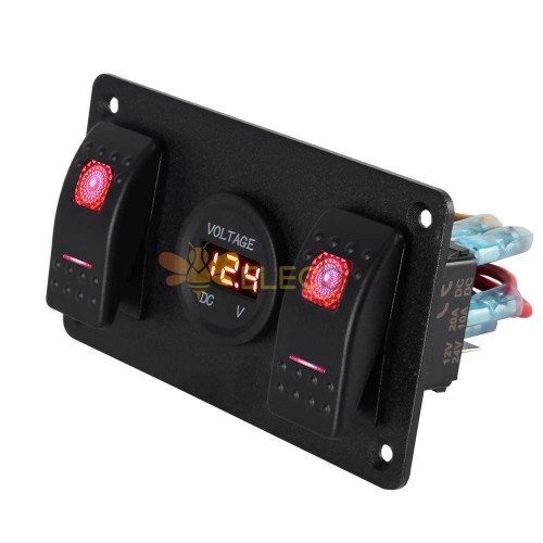 2 ボタン スイッチ パネル LED 数値ディスプレイ付き電源管理車ボートに最適赤色光表示
