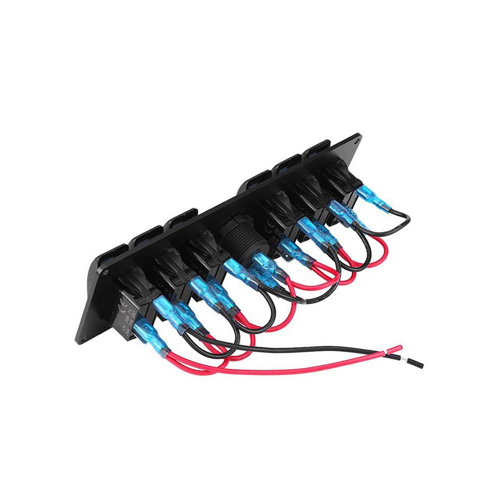 6방향 조합 스위치가 있는 자동차 요트 보트 제어판 듀얼 USB 자동차 고속 QC3.0 디스플레이 DC12-24V - 파란색 LED