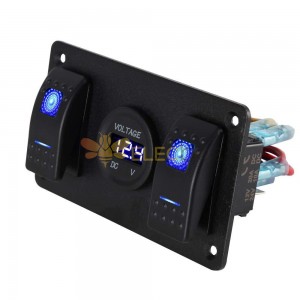 Car Yacht Rocker Switch Panel with LED Display Power Control for Boats Vehicles Blue Light