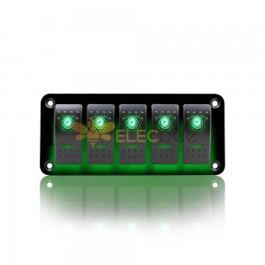 Verde versátil do controle de potência DC12-24V do painel do interruptor de balancim de 5 maneiras retroiluminado verde