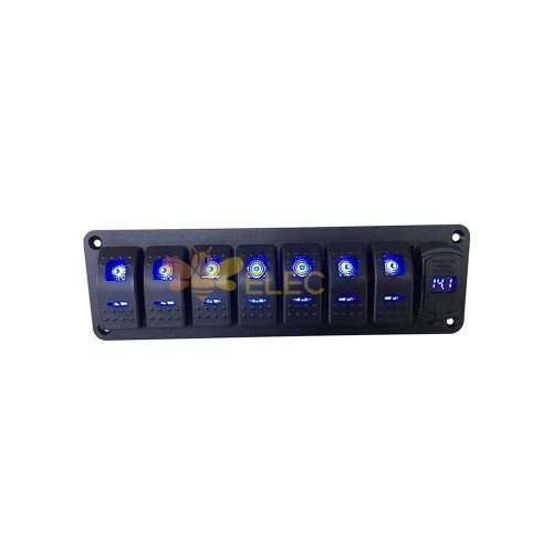 Wasserdichtes 7-Gang-Kombischaltfeld mit zwei USB-Anschlüssen QC3.0 +  PD-Display für Auto, Boot –