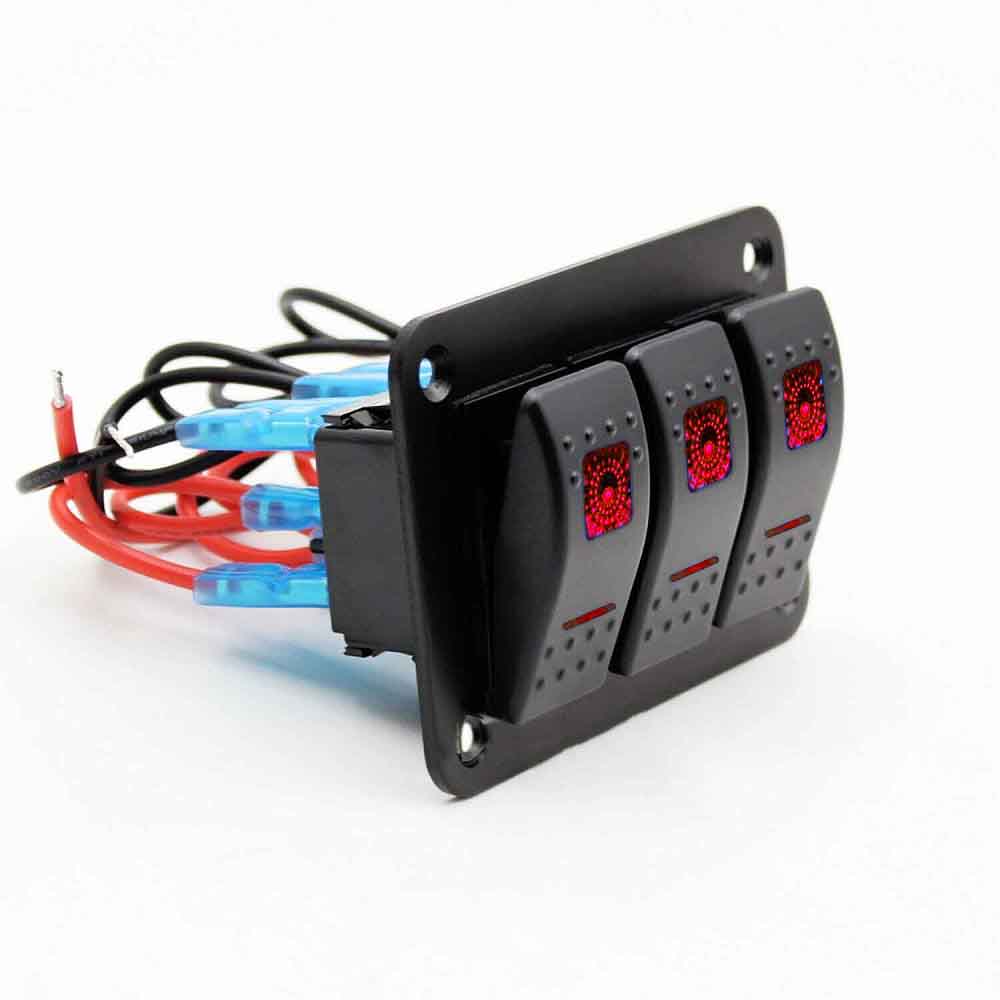 3 Way Rocker Switch for Automotive Control Ideal for Campers Yachts Rescue Vehicles 4x4s DC12 24V Red Backlight