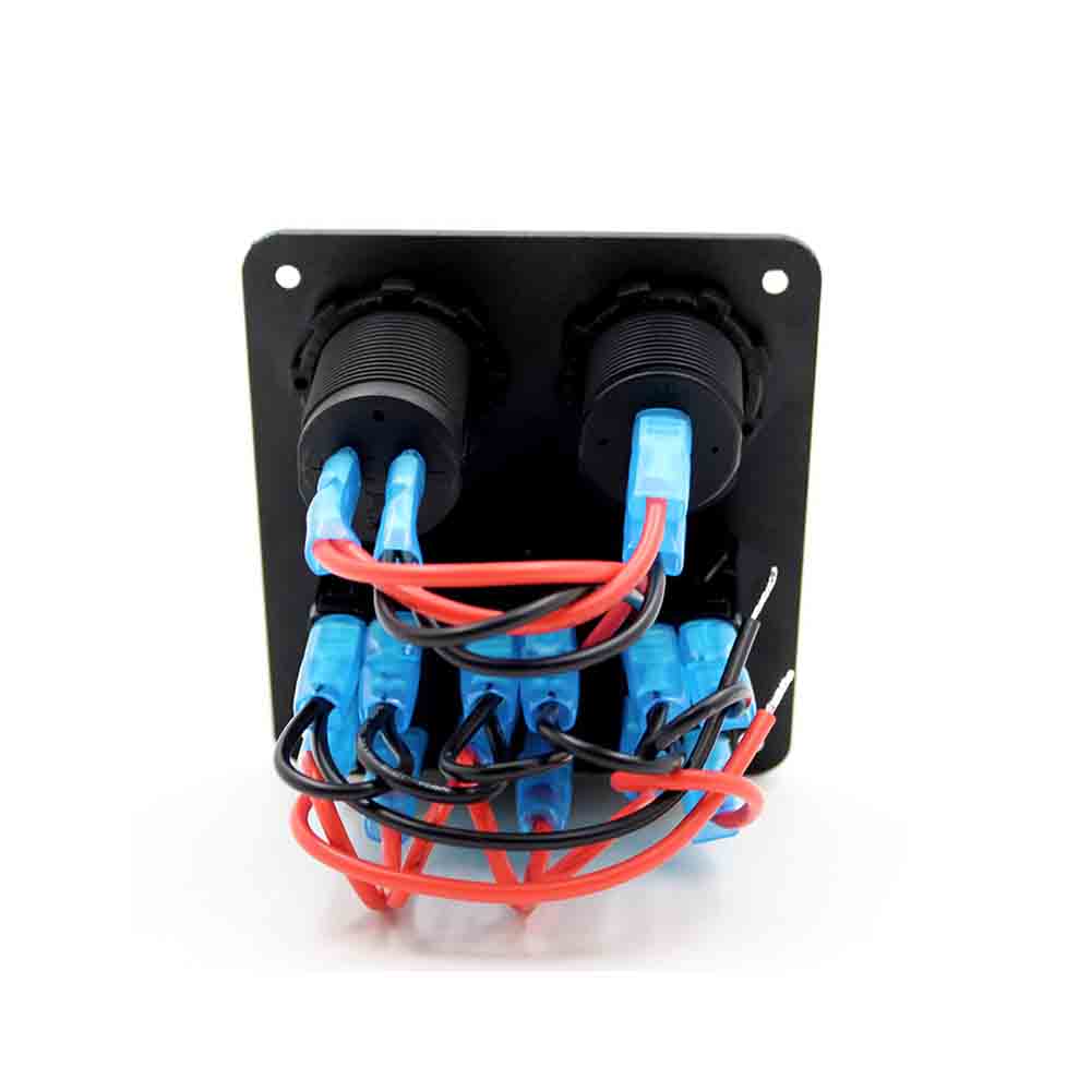 Automotive Marine Rocker Switch Panel with 3 Way Control LED Lights Dual USB Voltmeter 12V