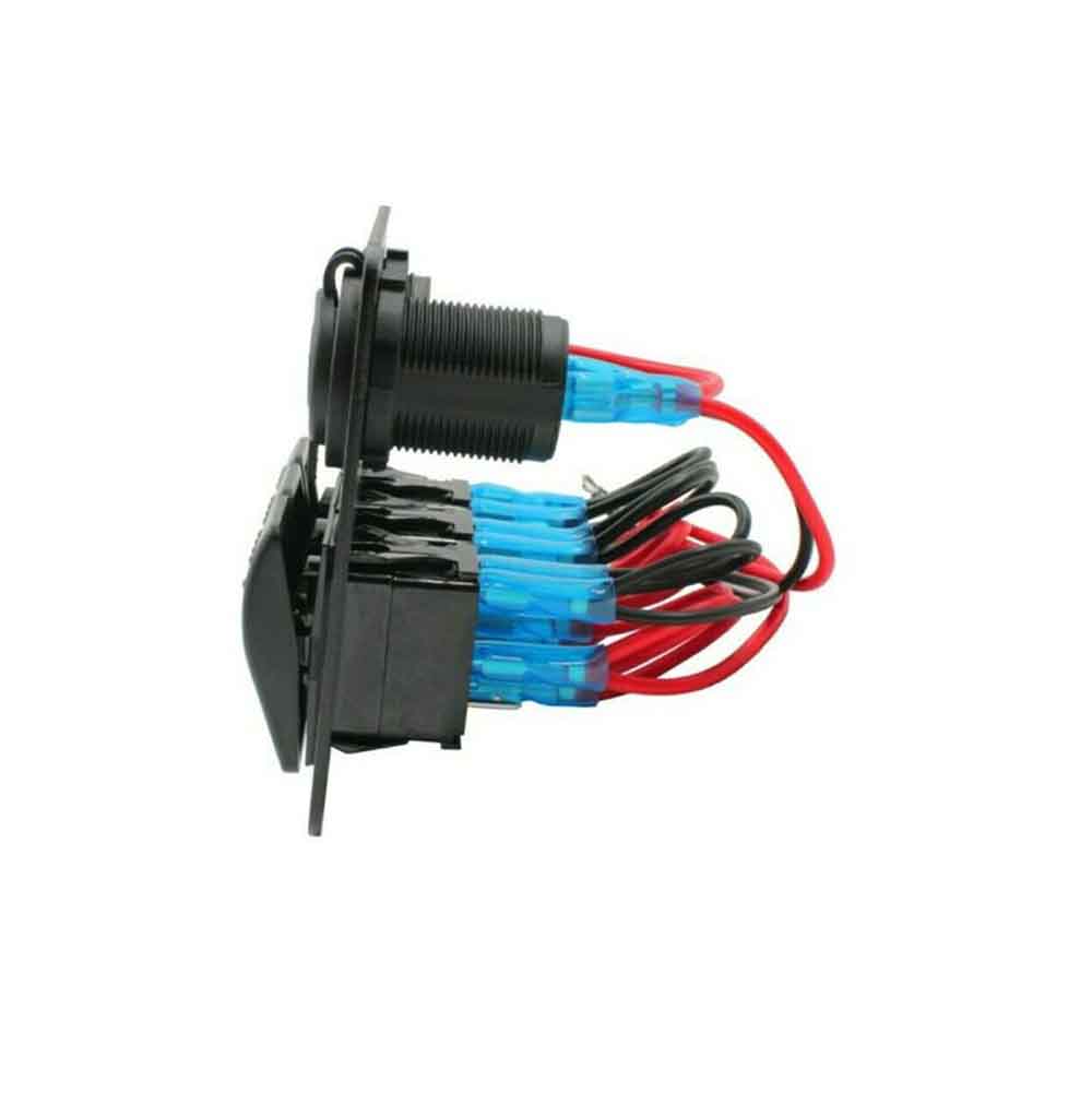Painel de interruptores marítimos automotivos com luzes LED de controle de 3 vias Voltímetro USB duplo 12V