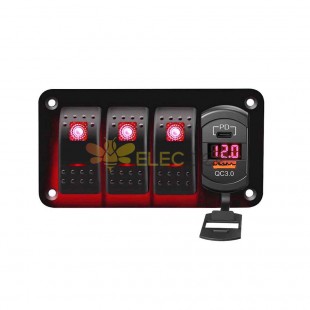 Bus Boat Power Control Button QC+PD Dual USB Red LED Rocker Switch for Automotive Customization DC12V 24V