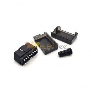 Automóvil OBD2 16 Pin Male Latch Lock Ensamblado Shell OBD Plug + Shell + Sr Sin tornillo Diagnóstico Plug