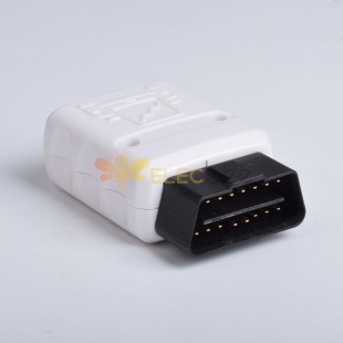 Automobile OBD2 Male Connector Whtie Shell Gold Plated Angled 16 Pin