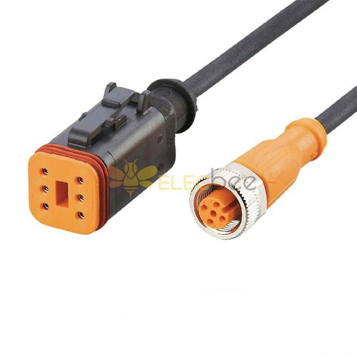 Elecbee Connector DT06-6S 6 Pin Female To M12 5 Pin Female A Coding Cable