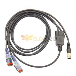 Elecbee Connector M12 3 Pin Male To Dual DT06-2S 2 Pin Female Bus Cable