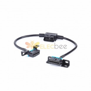 OBD2 16 Pin Male to Dual 16 Pin Female T Type Passthrough Cable 0.1M