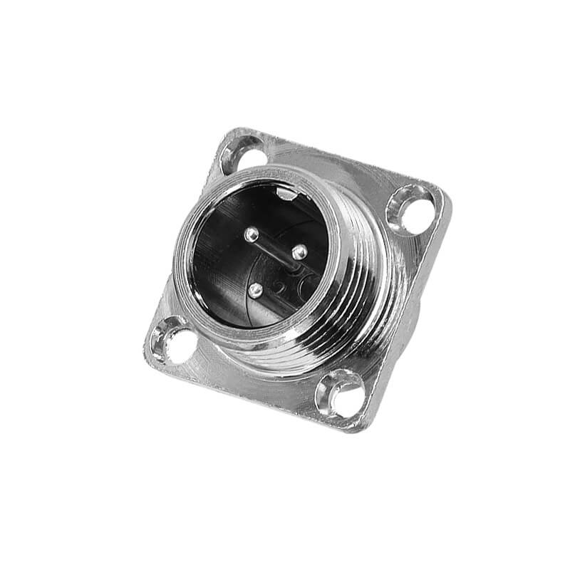 12mm Metal Square Flange Mount GX12 3-Pin Connector Male and Female Plug Socket