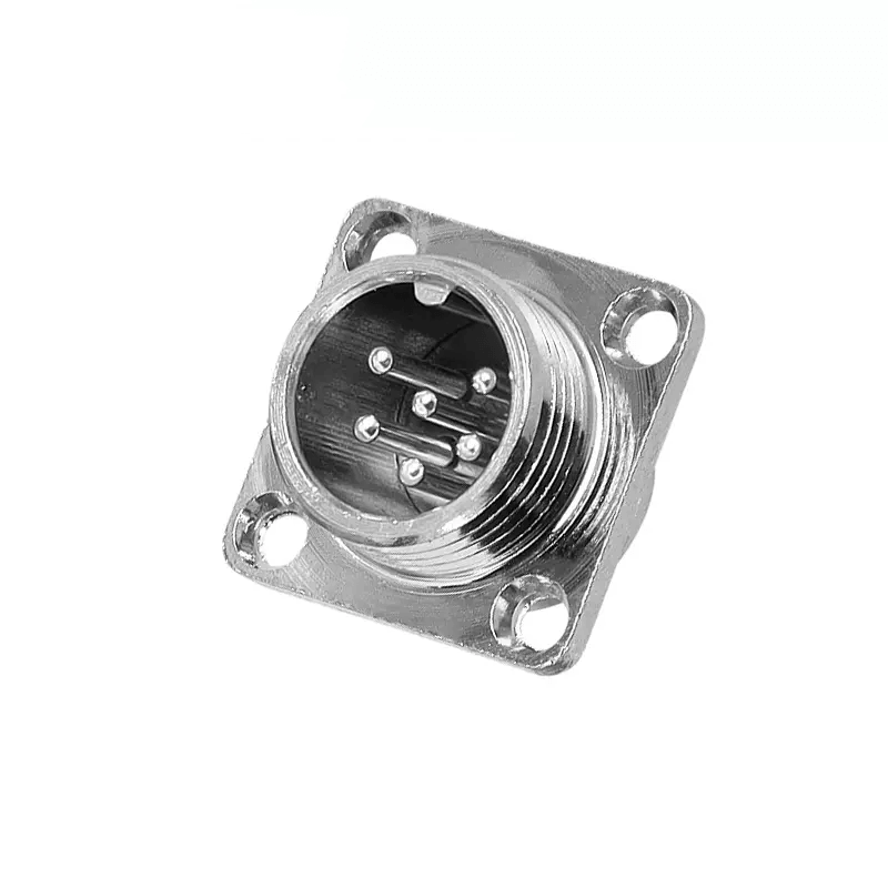 12mm Metal Square Flange Mount GX12 6-Pin Connector Male and Female Plug Socket