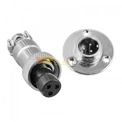 GX12 Connector 3pin Male and Female 3 Hole Circular Flange Aviation Plug and Socket Solder Type