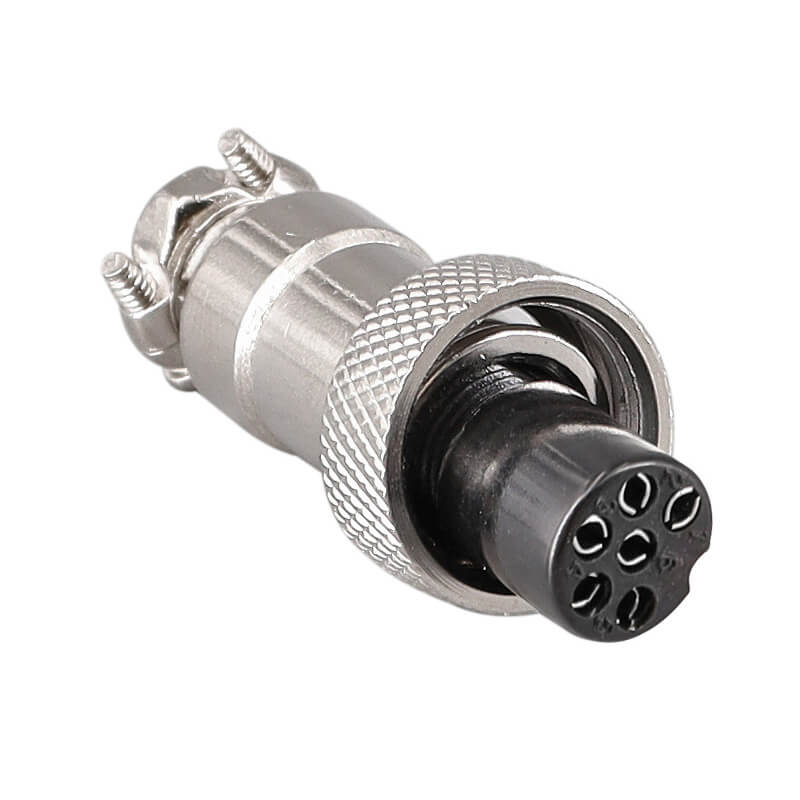 航空插头插座 连接器 GX12-6芯连接器 3孔圆形法兰 焊接