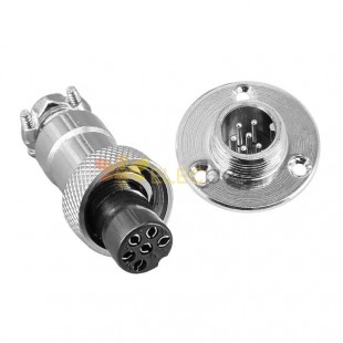 GX12 Connector 6pin Male and Female 3 Hole Circular Flange Aviation Plug and Socket Solder Type