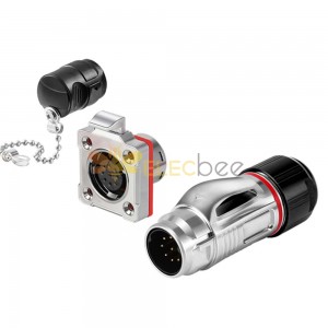 Metal Version Panel And Butt Mount 9 Pin Plug And Socket Industrial Waterproof Power BD20