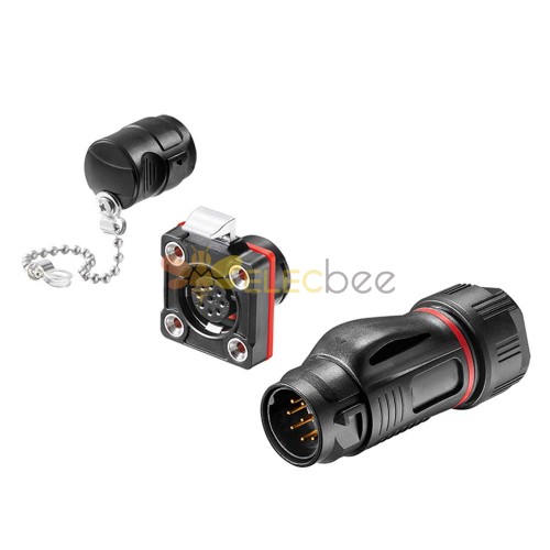 Waterproof IP67 9 Pin Plastic Pbt Circular Connector For Outdoor Electronic Equipment Male Plug And Female Socket