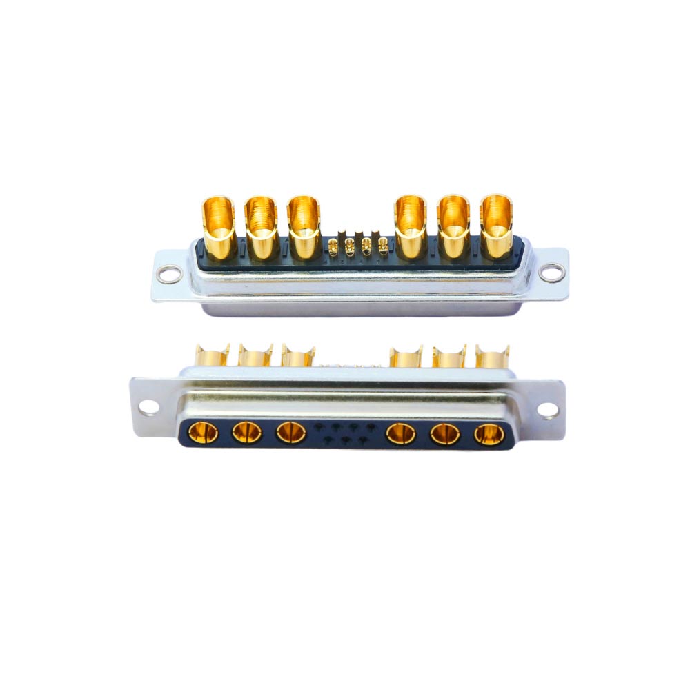 13W6 DB Female Straight Solder Type 10A 20A 30A 40A Gold Plated Machine pin Single Hole