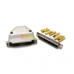 D-sub 8W8 Female Connector Straight Type Solder Type with Machine Pin with Metal Shell 