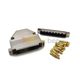 D-sub 8W8 Male Connector Straight Type Solder Type with Machine Pin with Metal Shell 