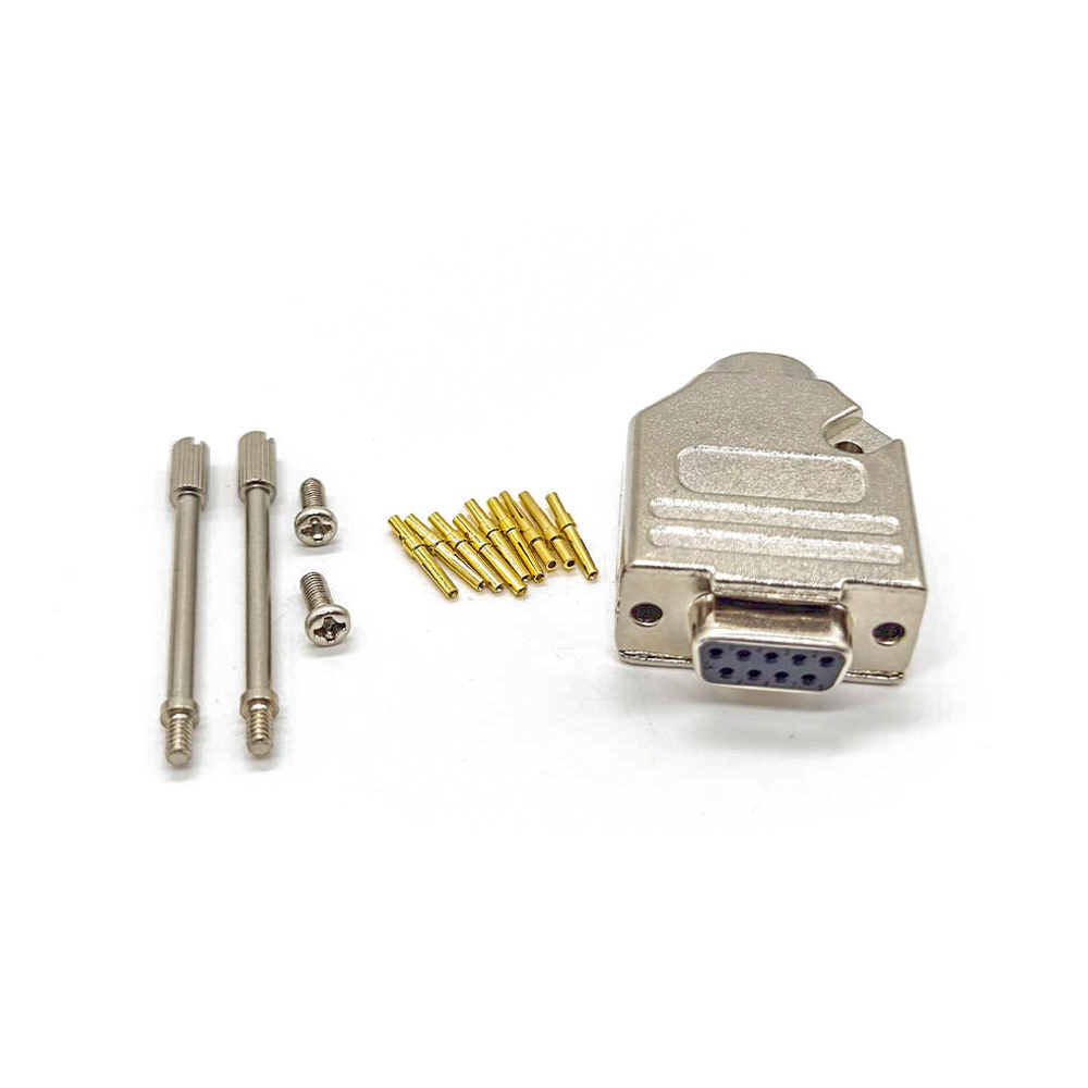 DB 9Pin Female Crimp connector Machine pin with metal shell