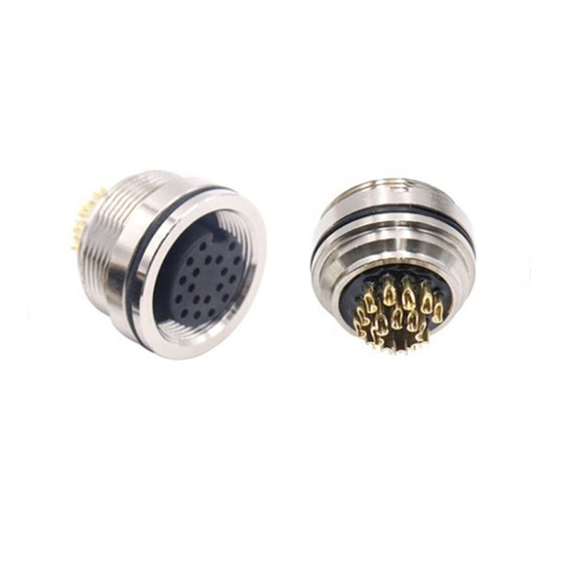 Aviation Connector M16 Connector 19 Pin Female Back Mount Socket Shield Solder Type 20Pcs