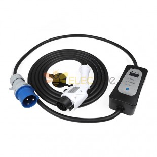 SAE J1772 Standards AC 32A 250V Plug Single Phase Connector to CEE EV Plug Charger Mode 2 with 5M Cable