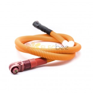 200A High Current Energy Storage Connector Cable 1 Pin 90° Plug To Plug Red To Black 8mm Plastic IP67 50mm2