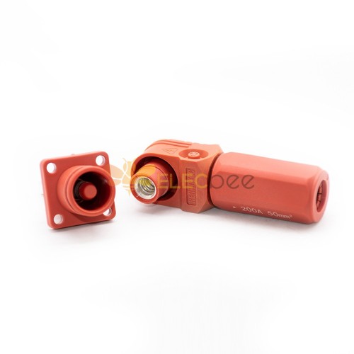 Conector de armazenamento de bateria de energia IP67 plug Surlok macho ângulo reto 200A 8 mm 50 mm2 vermelho