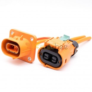 2 Pin HVIL Plug High Voltage Interlock Connector 23A 2.8mm Straight Plastic IP67 Cable 4mm2