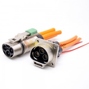 3 Pin HVIL Socket and Plug EV High Voltage Interlock Connector 35A Straight Metal 3.6mm For 6mm2 Cable with shield