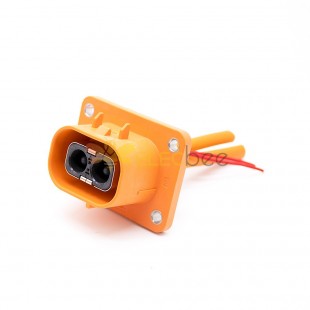High Voltage Connector 2 Pin Straight Plastic HVIL Socket 3.6mm 50A For Cable 0.1M