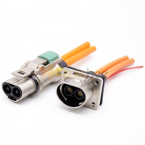 Hochspannungs-Verriegelungsstecker, 2-polig, 3,6 mm, 35 A, gerade Metall-HVSL-Buchse und -Stecker, IP67, für Kabel 0,1 m