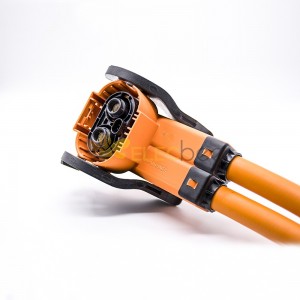 高压安全锁电缆 2 针直角 HVSL 插头塑料 8mm 200A For 50mm2 0.25M