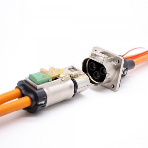 高壓安全鎖電纜 3.6 毫米 3 針 35A 直頭金屬 HVSL 插頭適用於 6 毫米 2 線