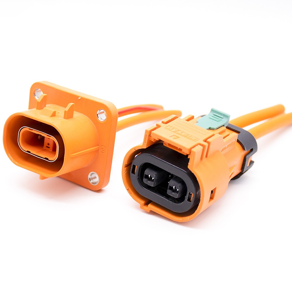 HVIL Connector Cable 2 Pin Orange 23A Waterproof Plastic Socket Straight 2.8mm 4mm2