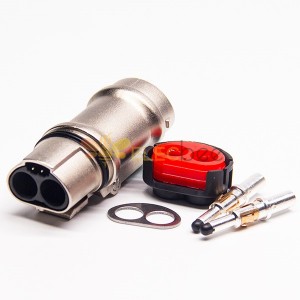 3,6 mm 2-poliger HVIL-Stecker, Hochspannungsverriegelung, 35 A, gerader Stecker, Metallgehäuse