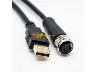 M12 4 Pin A Code Female to USB 2.0 A Male: Reliable M12 to USB Cable Assembly for Seamless Connectivity