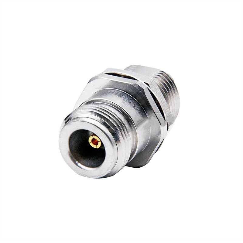 SMA Female To N Female 18Ghz Bulkhead Mount Waterproof Stainless Steel Rf Coax Connector