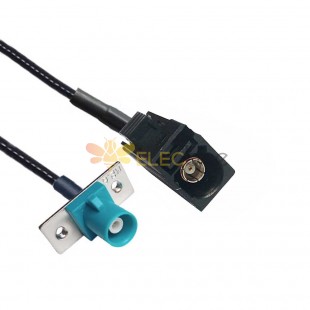 Fakra A Code Female to Z Code Male with 2-hole Flange Mount Vehicle Extension Cable RG316 10cm