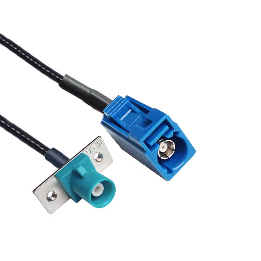 Fakra C Code Female to Z Code Male with 2-hole Flange Mount Vehicle Extension Cable RG316 10cm