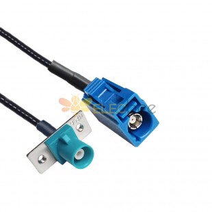 Fakra C Code Female to Z Code Male with 2-hole Flange Mount Vehicle Extension Cable RG316 10cm