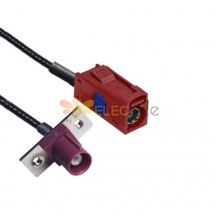 Fakra D Code Female to D Code Male 2-hole Flange Mount GSM Network Signal Vehicle Extension Cable RG316 10cm