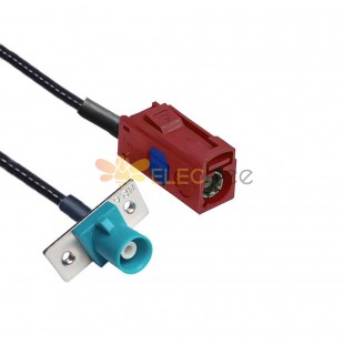 Fakra D Code Female to Z Code Male with 2-hole Flange Mount Vehicle Extension Cable RG316 10cm