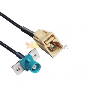 Fakra Female I Code to Male Z Code with 2-hole Flange Mount Vehicle Extension Cable RG316 10cm