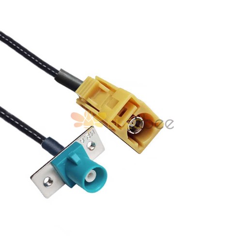 Fakra Female K Code to Male Z Code with 2-hole Flange Mount Vehicle Extension Cable RG316 10cm