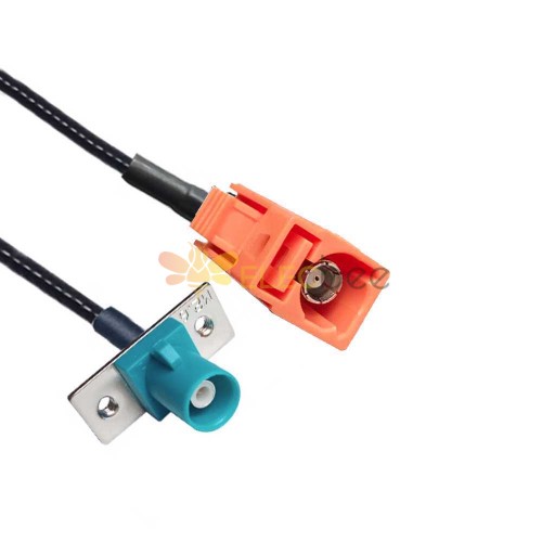 Fakra Female M Code to Male Z Code with 2-hole Flange Mount Vehicle Extension Cable RG316 10cm