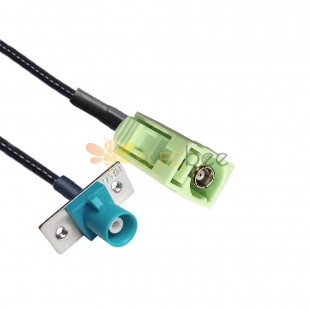 Fakra Female N Code to Male Z Code with 2-hole Flange Mount Vehicle Extension Cable RG316 10cm