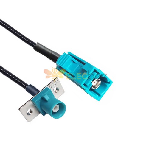 Fakra Female Z Code to Male Z Code with 2-hole Flange Mount Vehicle Extension Cable RG316 10cm